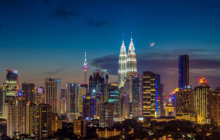 Petronas Twin Towers in Kuala Lumpur at night