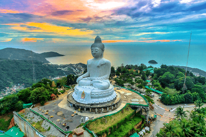 The Big Buddha of Phuket on a hilltop overlooking the island